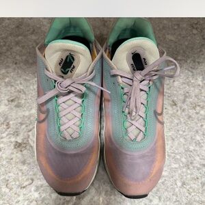 Nike Sneakers with Purple, Green, and Orange Accents